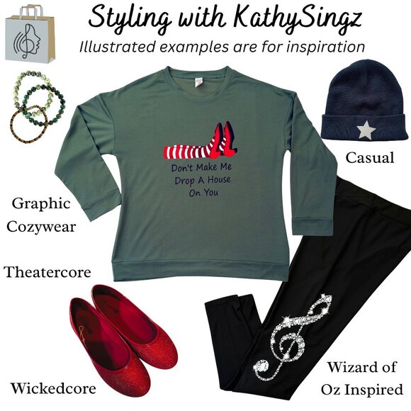 Dont Make Me Drop A House On You Sweatshirt XXL Green Wizard Inspired Theater - Picture 3 of 11